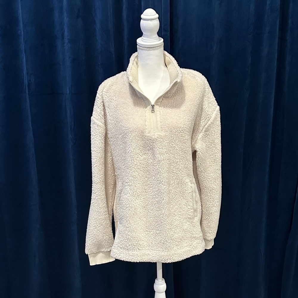 Maurices COZY Off-White 1/4 Zip Teddy Jacket